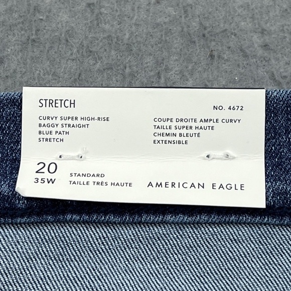 NWT AMERICAN EAGLE CURVY HIGH RISE BAGGY STRAIGHT LEG JEANS - SIZE 20 - Picture 10 of 11
